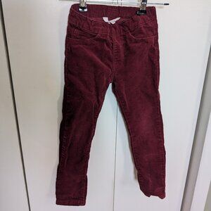 H&M Burgundy Corduroy Straight-Leg Pants - Size 4/5Y